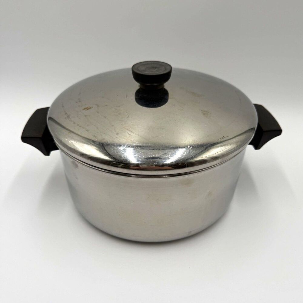 Vintage Revere Ware 4.5 Qt Stock Pot Dutch Oven with Lid Model 2064 Disc Bottom